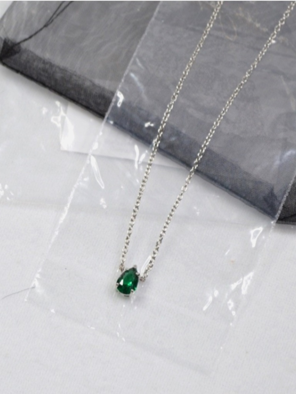 CZ by Kenneth Jay Lane 2CTTW Teardrop CZ Classic Pendant Necklace - Green